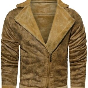 Men's Casual Faux Leather Jacket - Warm, Windproof